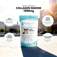 NutriVolv Collagen Marine 1000mg Supplement | Anti-Ageing Support for Skin, Joints, Bones, Muscles & Tissue Health | 90 Capsules | Boosts Skin Elasticity & Joint Mobility
