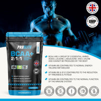 BCAA Capsule 3000mg Per Serving - 360 Vegan Capsules - 2:1:1 Branched Chain Amino Acids Capsules with Vitamin B12 & B6 - BCAA Powder Tablets Alternative - Pre Post Workout for Energy by PROELITE