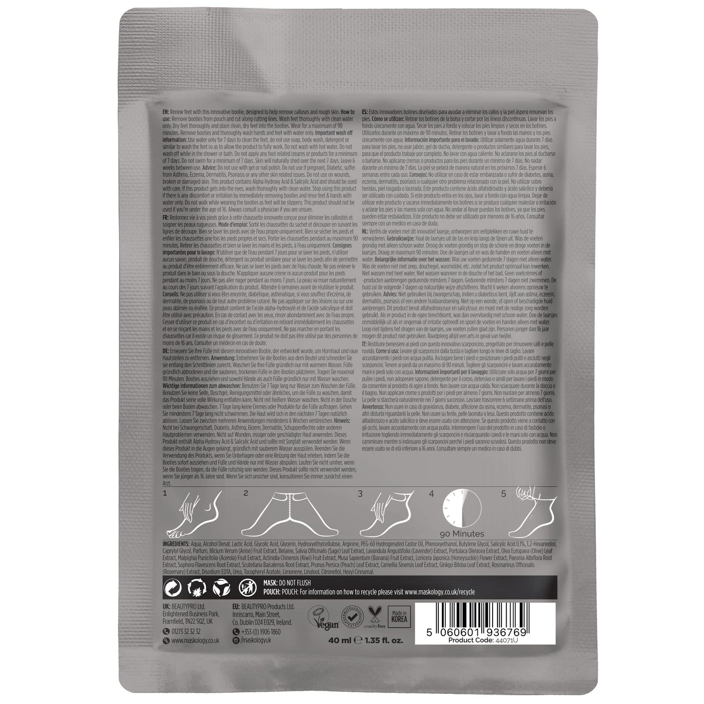 MASKOLOGY FOOT PEEL Professional Foot Treatment 40g | Exfoliating Foot Mask | 100% Plant Based | Hydrating | Foot Peel Mask with Botanical & Fruit Extracts |