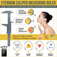 LIUDEX | PACK OF 3 | Microblading SPMU | Eyebrow Caliper Measuring Ruler Eyebrow Shaper Tool 150mm Professional Eyebrow Ruler – Ideal for Makeup and Eyebrow Artists