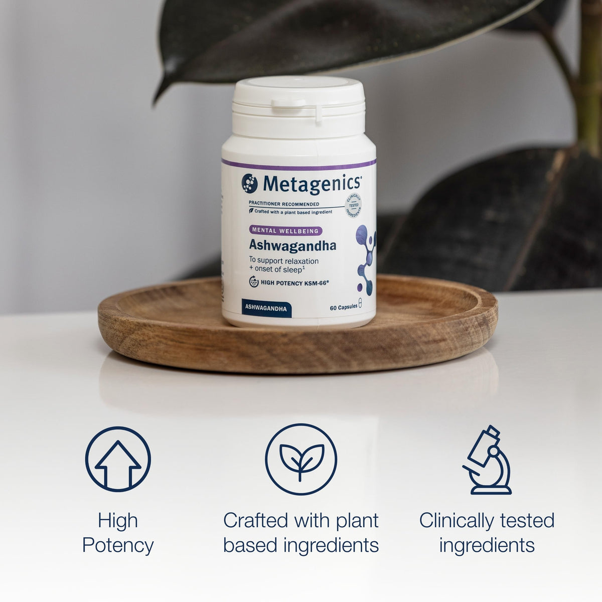 Metagenics Ashwagandha 500mg - Supports Mental Clarity and Hormone Balance - High-Strength Supplement - 60 Capsules