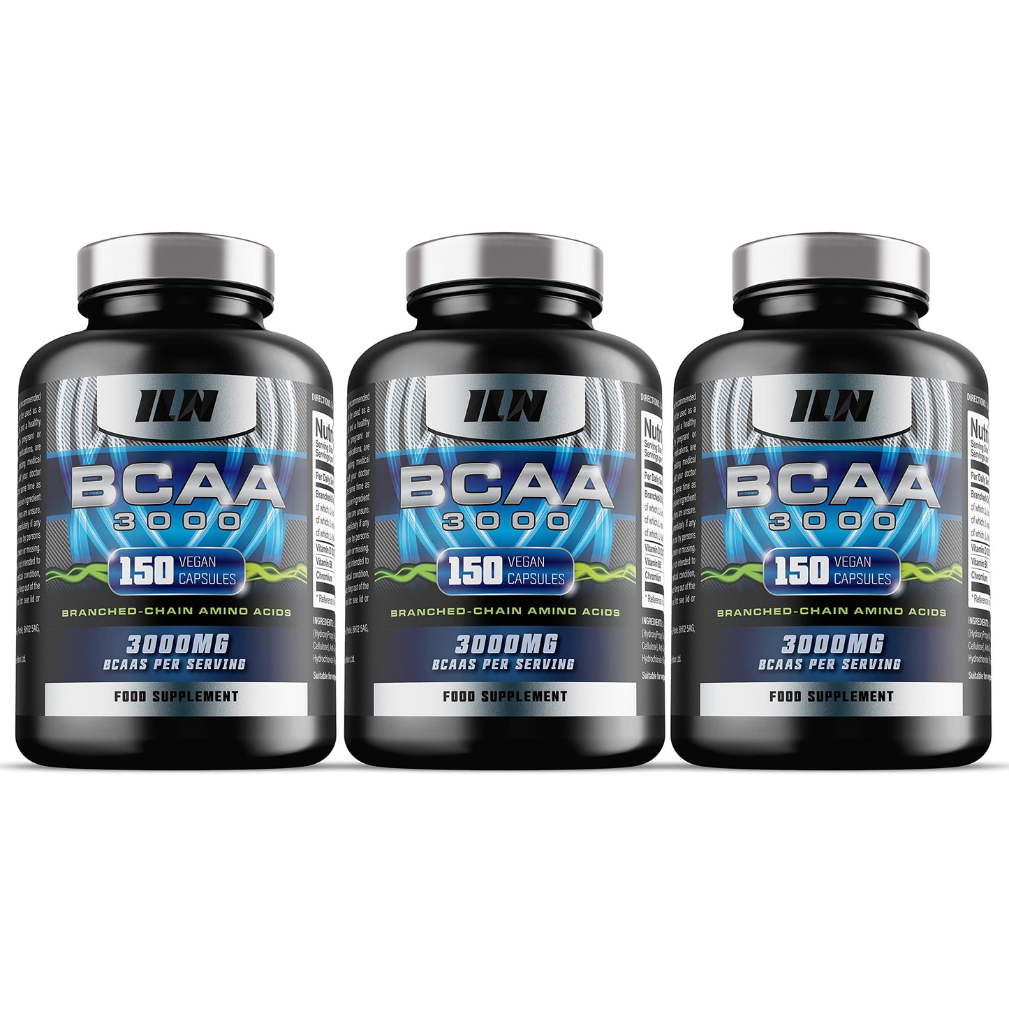 Iron Labs Nutrition BCAA Capsules 3000mg – 2:1:1 Amino Acid Supplements (450 Capsules – 3 Month Supply) – Vegetarian BCAA Tablets