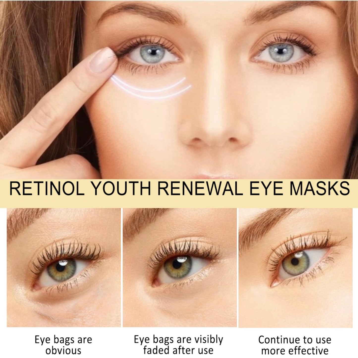 Retinol Under Eye Patches,Anti Wrinkle Eye Mask For Puffy Eyes,Eye Bags Remover For Dark Circles,Collagen Eye Masks,Anti Wrinkle Patches For Miprove Fine Lines,Moisturizing Anti-Aging 60pcs