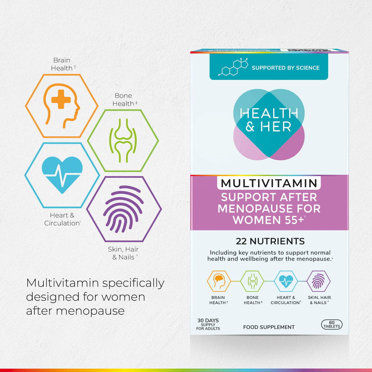 Health and Her Health & Her Multivitamin for Women 55+ & Postmenopausal, 30 Day Supply