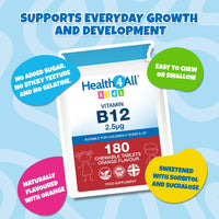 Health4All Kids Vitamin B12 180 Chewable Tablets, 6 Months Supply, for Children 3+