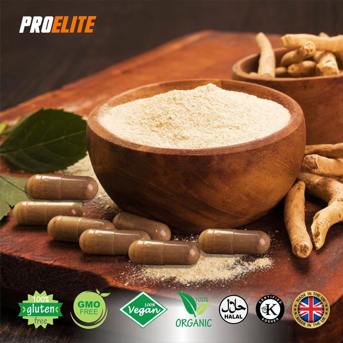 Ashwagandha 120 Capsules Organic Vegan Ashwagandha Root Powder Capsules Withania Somnifera 500mg High Strength 10,000mg Extract 20:1 | Stress Relief, Energy, Strength & Endurance by PRO-ELITE