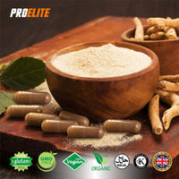 Ashwagandha 120 Capsules Organic Vegan Ashwagandha Root Powder Capsules Withania Somnifera 500mg High Strength 10,000mg Extract 20:1 | Stress Relief, Energy, Strength & Endurance by PRO-ELITE