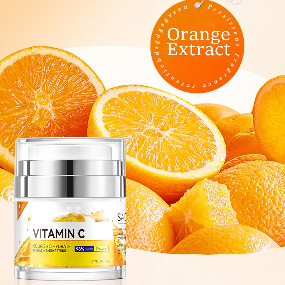 FALILUV Vitamin C Face Cream With Niacinamid,Retinol, Face Moisturiser For Women,Anti Aging Wrinkles,Orange Extracted Organic Face Cream Natural Skin Care For Dark Spots Acne,Fine Lines