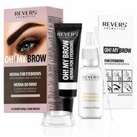 REVERS COSMETICS Eyebrow Dye Kit Dark Brown Ammonia Free, Brow Tint with Argan Oil and Castor Oil, Salon Quality, Natural Result, Lasts Up to 4 Weeks, Up to 15 Applications