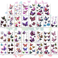 FFWHKON 126Pcs Butterfly Temporary Tattoo, 3D Temporary Tattoos Stickers