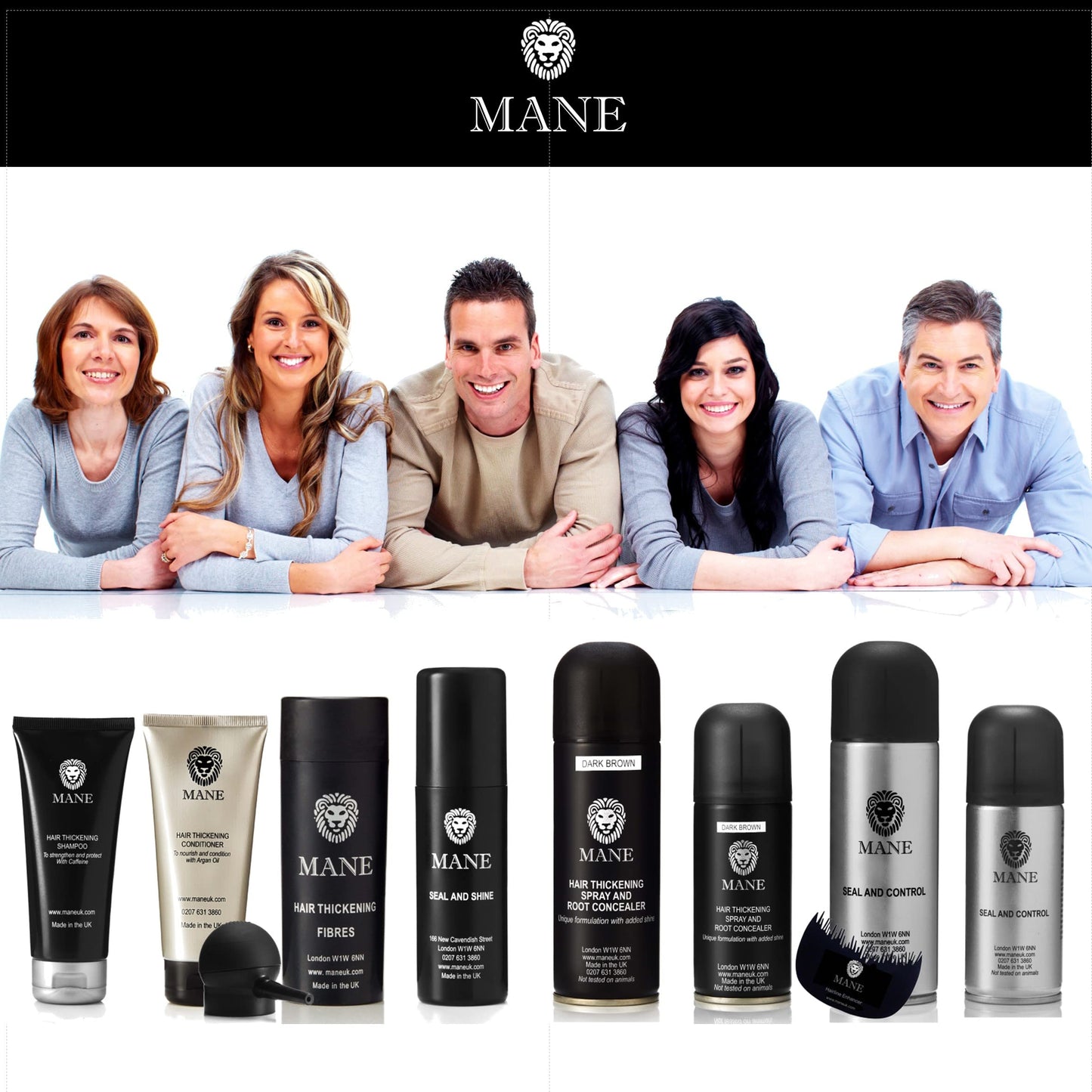 MANE Mane Hair Thickening Fibres 15 grams Direct from the Manufacturer Black