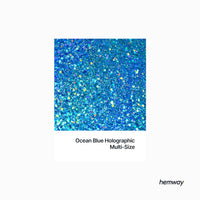 Hemway Ocean Blue Holographic Glitter Multi-Size 120g/4.2oz Metallic Resin Craft Glitter Flake Sequins for Epoxy Tumblers Hair Face Body Eye Glitter Nail Art Festival DIY Party Decorations