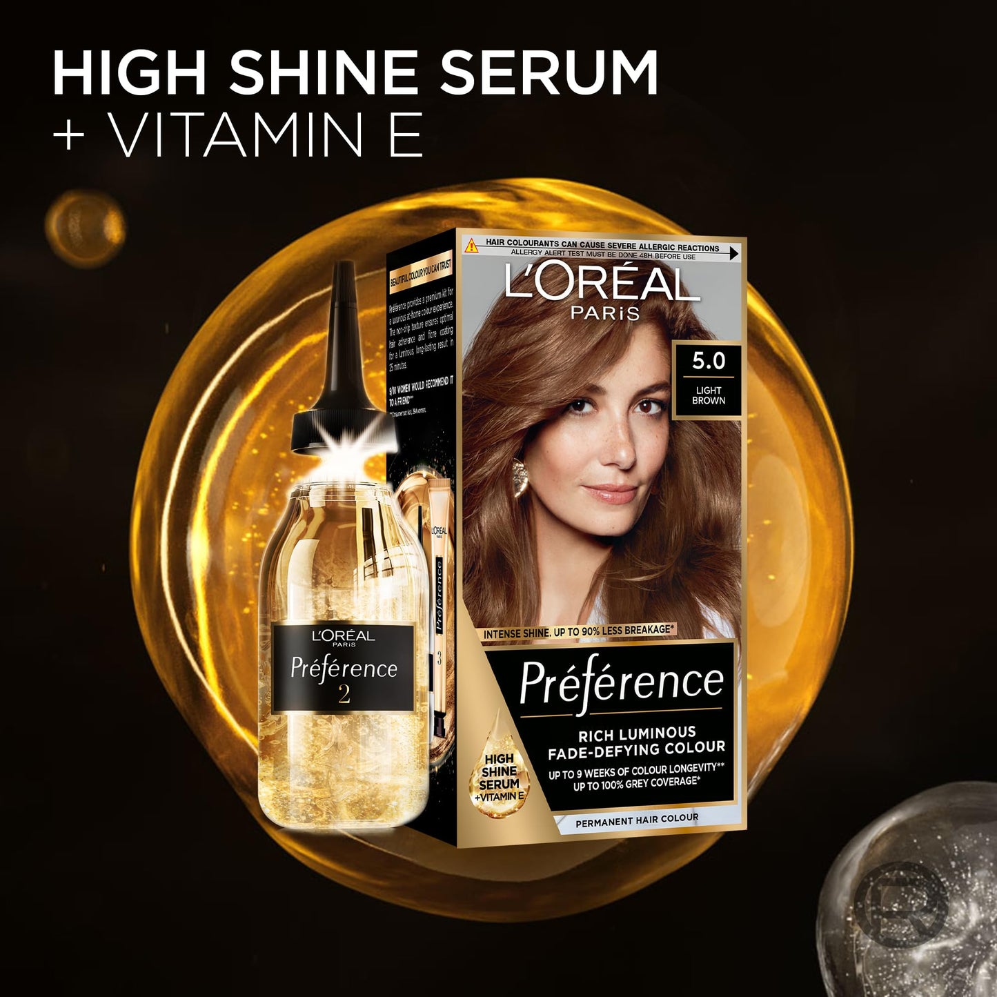 L'Oreal Paris Preference Hair Dye, Luminous Permanent Rich Hair Colour, Long Lasting Brilliance, Achieve Radiant, Salon-Inspired Results, Shade: 4.15, Caracas