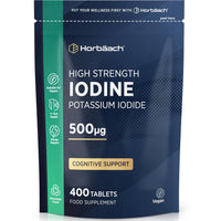 Horbäach Iodine Supplement 500mcg | 400 Vegan Tablets (1+ Year Supply) | High Strength Potassium Iodide | by Horbaach