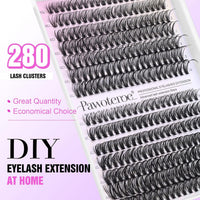 Pawotence Eyelash Extension Kit Cluster Lashes Individual Cluster 9-16mm Lash Extension Kit with Lash Bond and Seal, Lash Tweezers for Self Use,280pcs Individual Eyelashes Kit (30D-40D KIT)