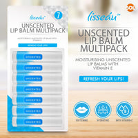 SOL 7pk Unscented Lip Balm Multipack - Moisturiser & Hydrating Lipbalm for Men and Women, Repair for Dry, Chapped Lips With Vitamin E, Long-Lasting Lip Care Sticks for Home, Office, or On-the-Go Use