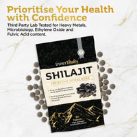 Shilajit Resin Tablets with 81% Fulvic Acid, Himalayan Shilajit Third-Party Purity & Potency Tested. Minerals, Immune System & Energy by Inner Vitality