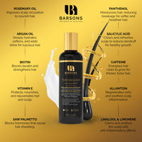 BARSONS Oud Shampoo for HER. Luxury Haircare Formula, designed by Doctors & Hair Stylists | Rosemary Oil, Argan Oil, Biotin, Caffeine, Saw Palmetto | Nourishing Shampoo for Thicker & Fuller Hair