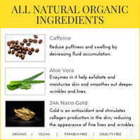 Doppeltree Caffeine Under Eye Patches & Hydrogel Masks (30 Pairs) - All Natural Anti Aging Treatment for Bags, Puffiness, Wrinkles, Dark Circles- Formulated in San Francisco