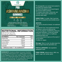 ProNutriWorld Ashwagandha & Chamomile Gummies High Strength Root Extract | Natural Stress Relief & Better Sleep Botanical Blend with Vitamin B6 & Lavender - 60 Two-a-Day Gummies | Mango Flavour
