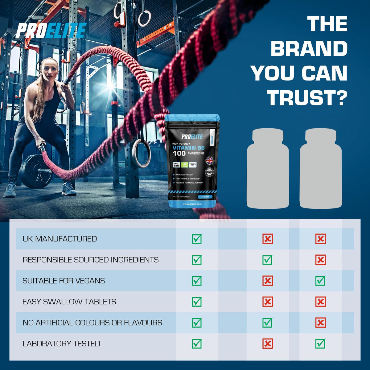 Vitamin B6 100mg - 120 Vegan Tablets 7000% Nrv Dose High Strength | B6 Vitamins Contributes to Healthy Metabolism, Reduction of Tiredness, Normal Immune & Nervous System Function by PROELITE