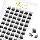 QUEWEL Cluster Lashes 72 Pcs Wide Stem Individual Lashes C/D Curl 8-16mm Length DIY Eyelash Extension False Eyelashes Soft for Personal Makeup Use at Home (Lovely02-C-12)