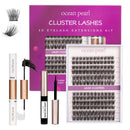 ocean pearl Ocean Pearl Cluster Lashes Kit 144PCS Individual Eyelashes 10-16mm DIY Lash Extension Kit with Strong Hold Eyelash Glue Natural Lash Clusters D Curl Eyelash Extension Kit with Bond and Glue-DM28