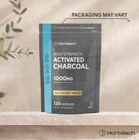 Horbäach Activated Charcoal Capsules | High Strength 1000mg | Supplement from Natural Coconut | 120 Vegan Tablets | by Horbaach
