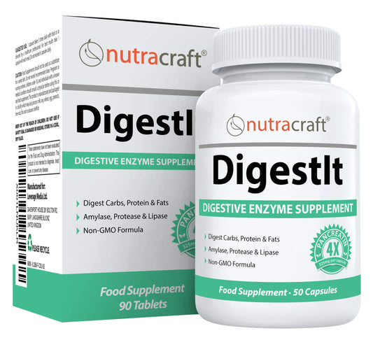 DigestIt Digestive Enzymes | Multi-Enzyme Formula with Amylase, Protease & Lipase | Increase Energy & Reduce Gas, Bloating & Indigestion | Non-GMO | 50 Capsules