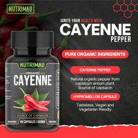 NutriMali Cayenne Pepper Organic - 90 Vegan Capsules | High Strength Up to 1500mg | Natural Herbal Supplement | Zero Fillers 100% Natural & Eco Friendly Packaging