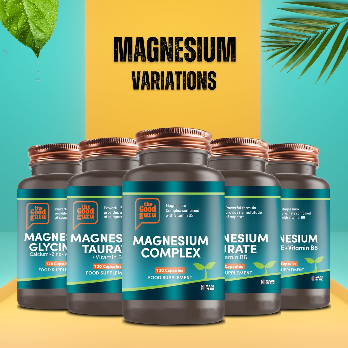 Magnesium Glycinate 300mg Capsules – 9-in-1 Magnesium Supplement with Zinc, Calcium, Copper, Boron Glycinate D3, K2 | Bone & Muscle Support Magnesium Glycinate Capsule - 120 Capsules - The Good Guru