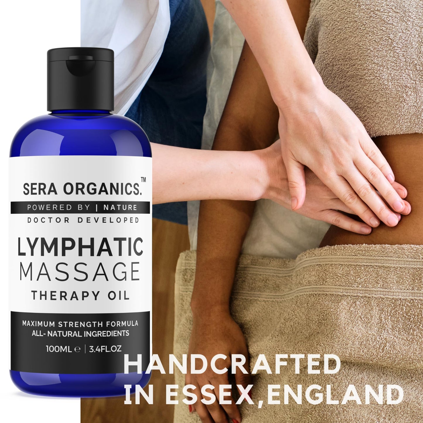 Lymphatic Drainage Massage Oil – Arnica, Coconut & Essential Oils for Detox, Circulation & Post-Surgery Recovery – Supports Lipoedema, Swelling & Massage Therapy – 100ml | Sera Organics