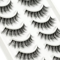 EMEDA 10 Pairs 3D Fake Lashes - Short, Soft, Reusable, Transparent Strip Lashes - Handmade, Natural Looking Eyelash