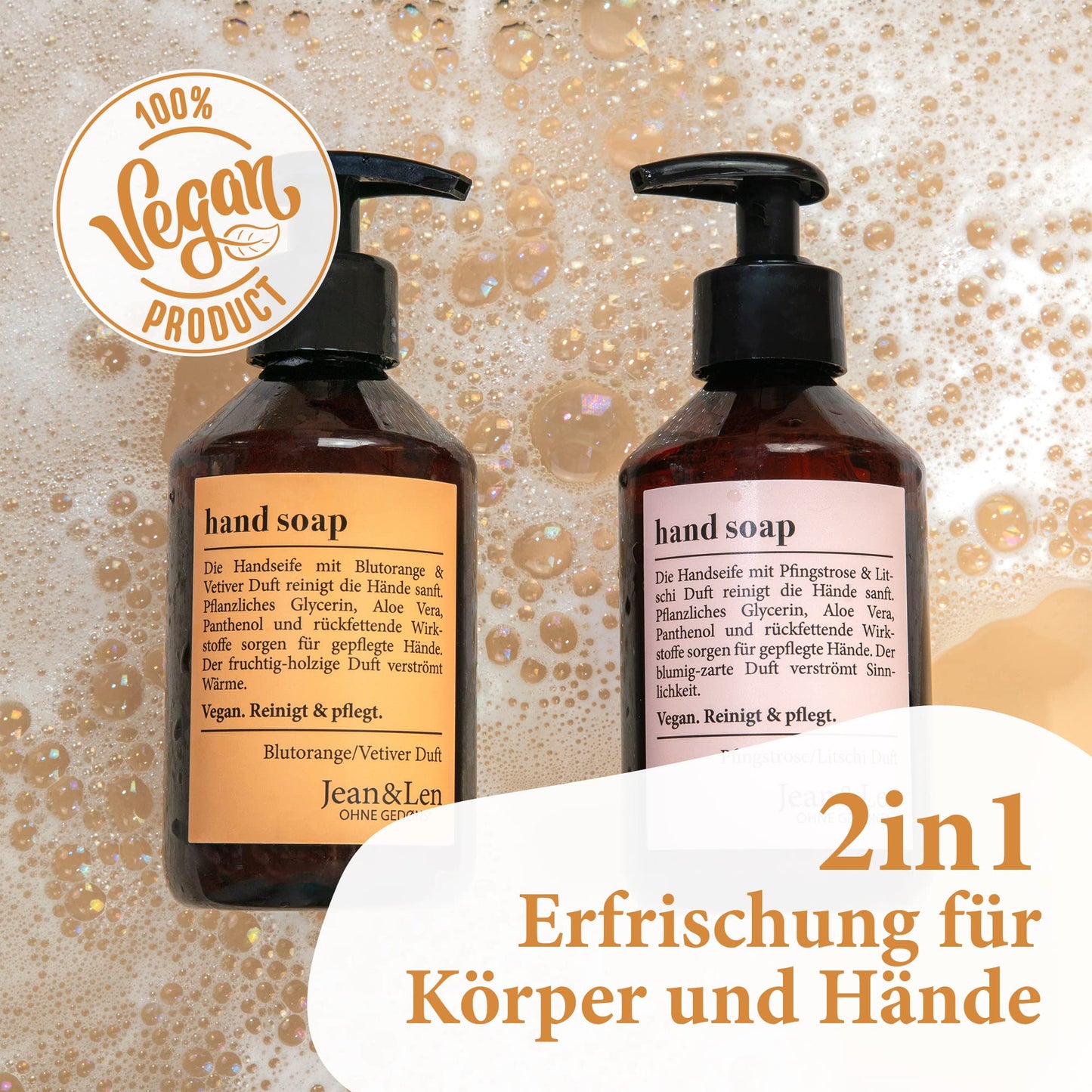 Jean & Len Hand Soap Fruity Scented of Blood Orange and Woody Vetiver 250 ml