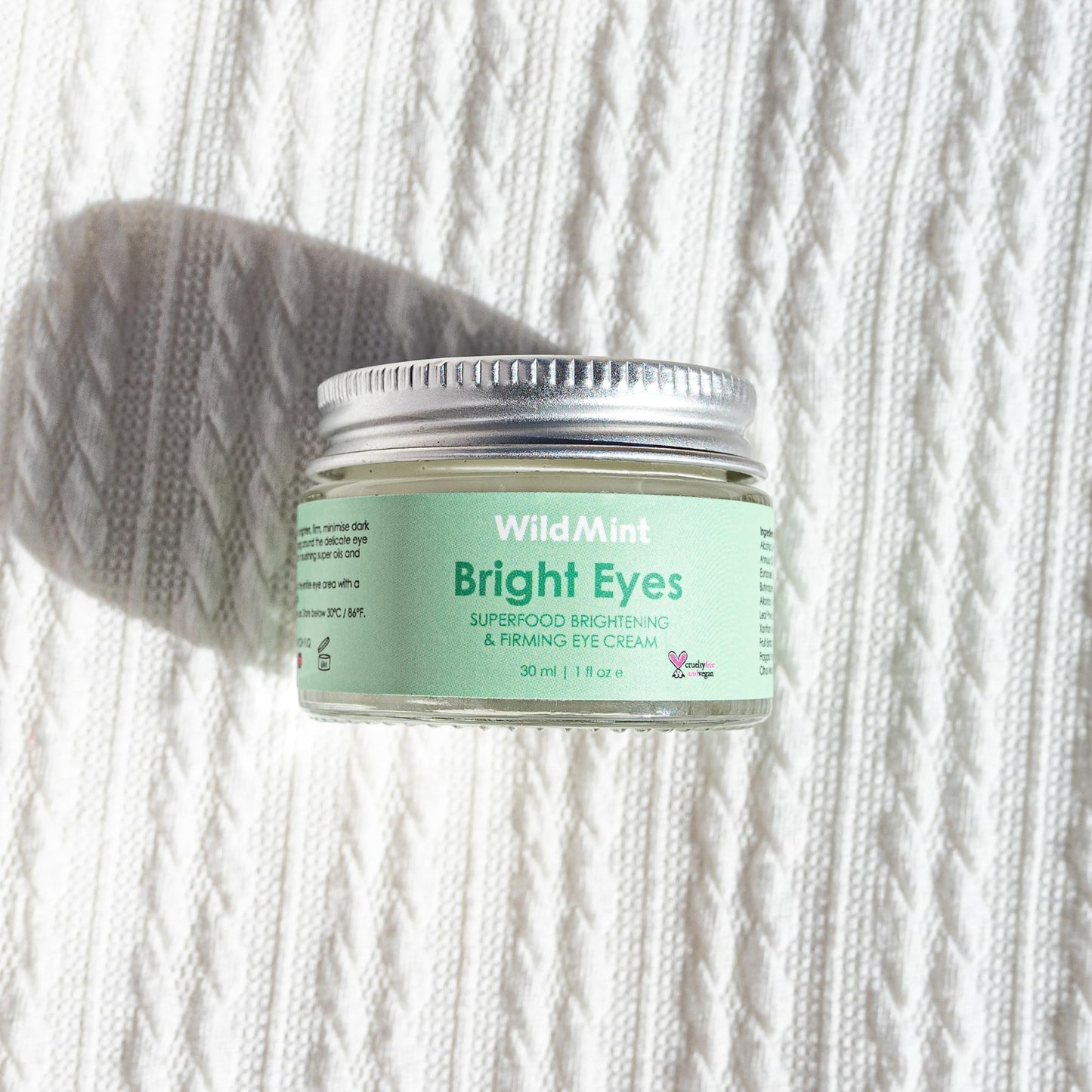 WildMint Bright Eyes Cream with Hyaluronic Acid | Brightening & Firming Eye Cream for Sensitive, Dry, Mature Skin | Reduces Dark Circles & Puffiness | UK Made Vegan & Cruelty-Free Skincare | 30ml
