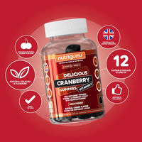 Nutrigums Cranberry Gummies 9000mg High Strength Extract | 25% Proanthocyanidins (PACs) | 60 Vegan Cherry Gummies | with Vitamin C 80mg | Antioxidant & Immune Support Supplement | by NUTRIGUMS®
