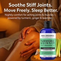 Turmeric Massage Oil - Arthritis Relief & Muscle Pain | Anti-Inflammatory, Lymphatic Drainage, Joint & Nerve Soothing, Sleep Support | Ginger & Lemongrass for Deep Tissue Massage | Sera Organics 100ml