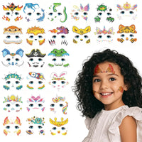 Makoto Nobu 24 Sheets Face Tattoos for Kids, Temporary Tattoo Stickers