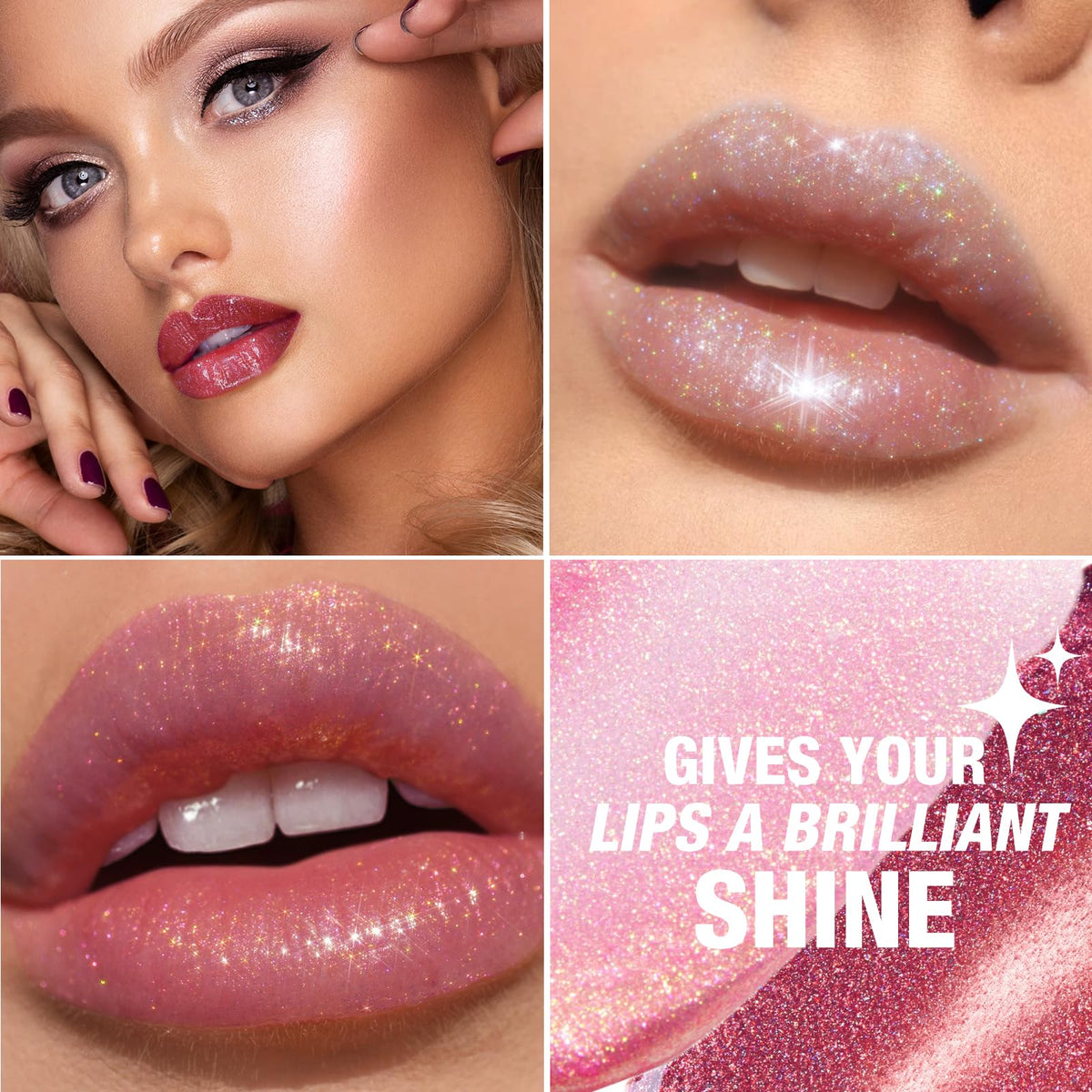 LANGMANNI 10 Colors High Shine Lipgloss Set,Long Lasting Diamond Gliter Shimmer Liquid Lipstick Set,Hydrating,Moisturizing Lip Gloss Kit Gift Makeup For Girls (SET A)
