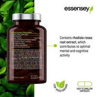 ESSENSEY Essensey Rhodiola Rosea Extract - 100mg - Enhancement of Cognitive Function and Circulatory Support | Optimal Brain and Gastrointestinal Function | Supplement | 90 Vegetarian Capsules