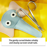 Rubis Kid Nail Scissors with Case Elefantina - High-Quality Baby Nail Scissors Rounded with Leather Case - Children's Nail Scissors - Round Tip