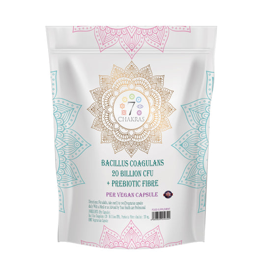 7 Chakras 7C Bacillus Coagulans | 60 High Strength Spore Probiotic Capsules - 20 Billion CFU Bacillus Coagulans Probiotic per Serving | Non-GMO, Gluten & Allergen Free | Made in the UK