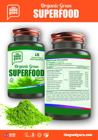 The Good Guru Organic Green Superfood Supplement Capsules - 90 Capsules with 18 Nutritious Ingredients