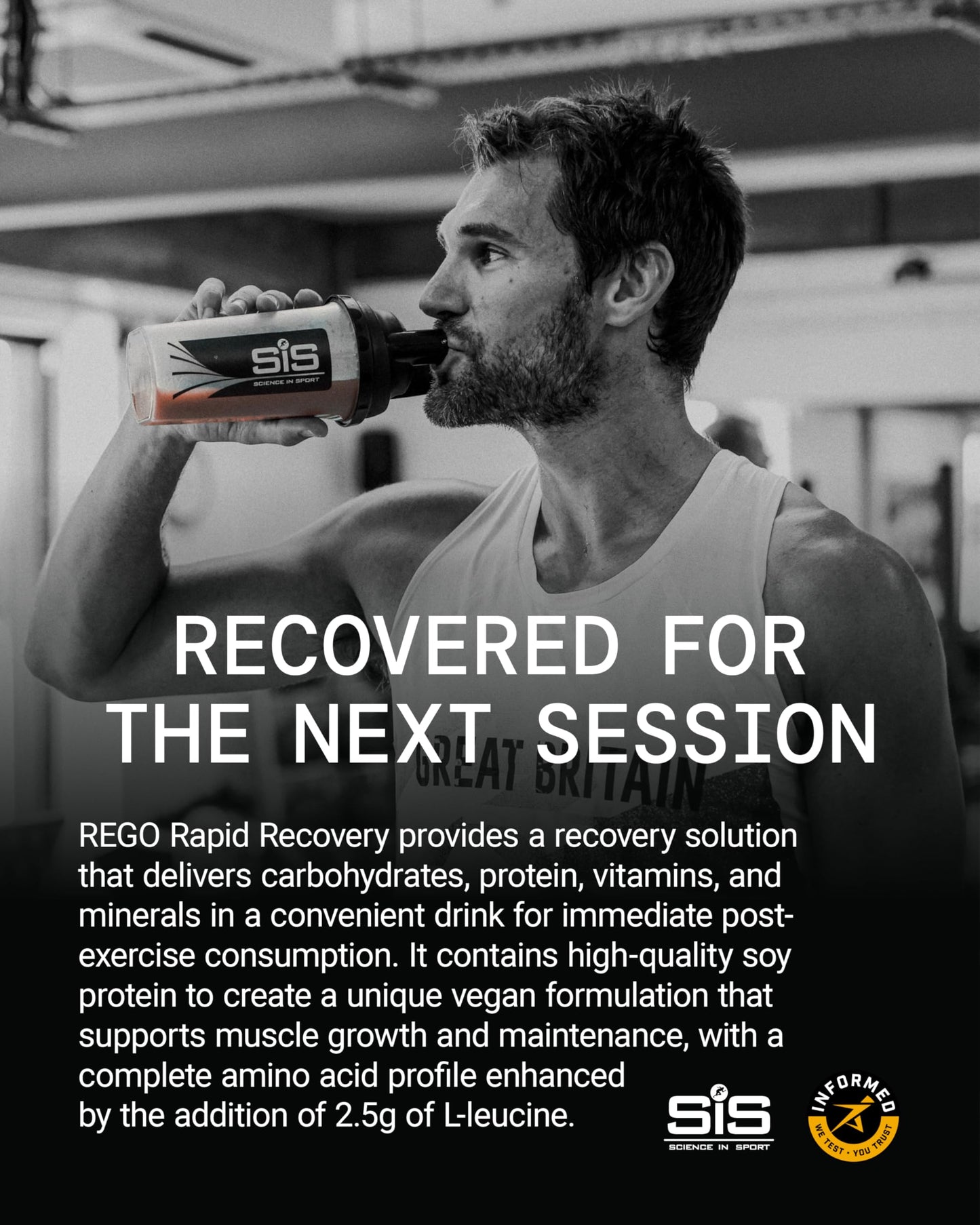 Science in Sport Science In Sport REGO Rapid Recovery Protein Powder, Strawberry Protein Powder with Added L-Leucine, Vitamins and Minerals for Muscle Recovery, 10 Servings, 500g