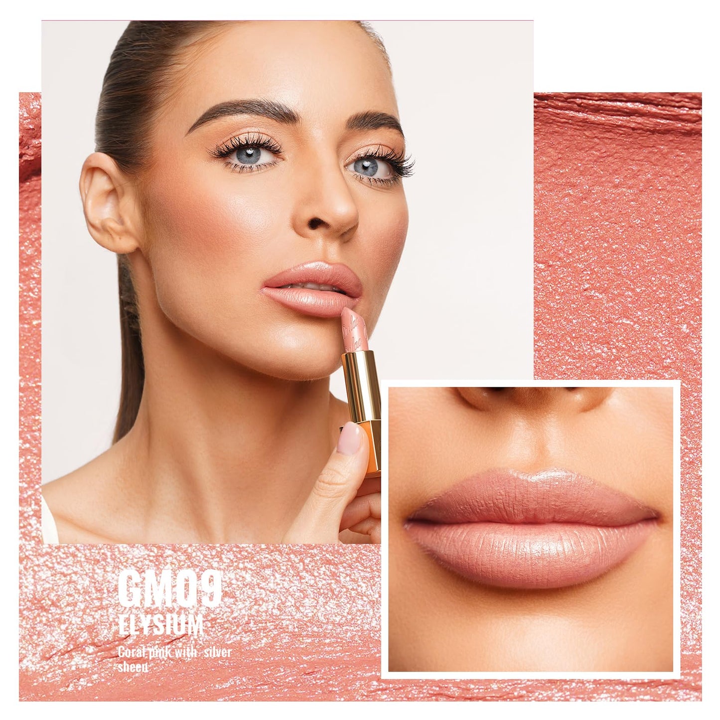 Oulac OULAC Glow Metallic Shine Lipstick, Nude High Impact Lipcolor, Lightweight Soft and Ultra Hydrating, Long Lasting, Vegan & Cruelty-Free, Full Coverage Lip Color 4.3 g/0.15 GM09 Elysium
