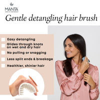 MANTA Manta Detangle Hair Brush, Shower Scalp Massager Shampoo Brush Detangler, Promote Healthy Hair Growth, Premium Wet Tangle Hairbrush, Curly Hair Teaser, Hairbrushes for Women Men Kids, Pink