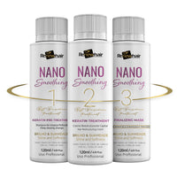 RENEW HAIR PROFESSIONAL NANO Smoothing System Hair Straightening Brazilian Treatment Hair Straightening ,Smooths, Strengthens, Softens Formaldhendy Free Keratin Smooth Renew , Vegan 3x 120ml