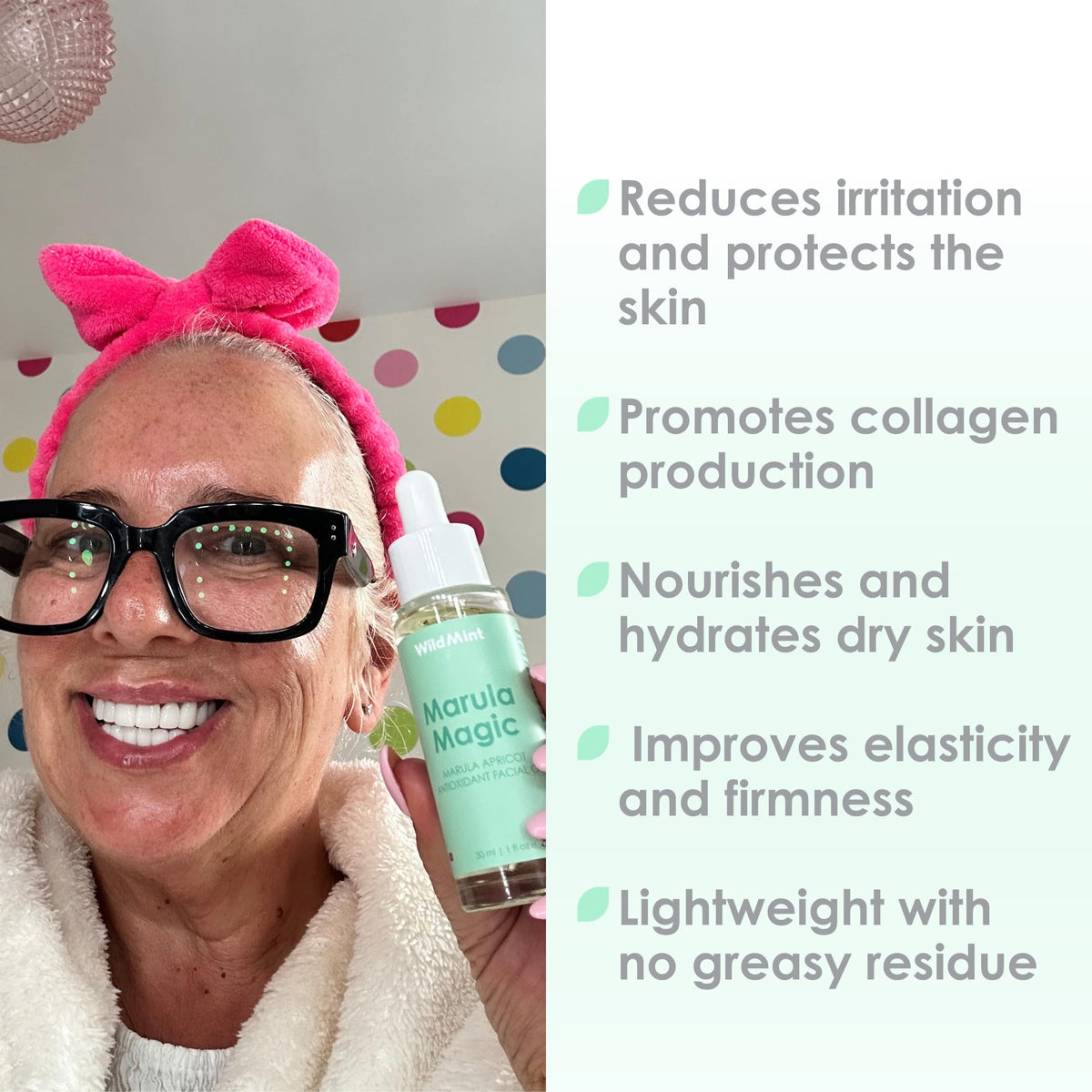 WildMint Marula Magic Natural Face Oil | Softening & Healing Marula Facial Oil for Sensitive, Dry, Mature & Menopause Skin | Reduces Redness & Irritation | UK Made Vegan & Cruelty-Free Skincare | 30ml