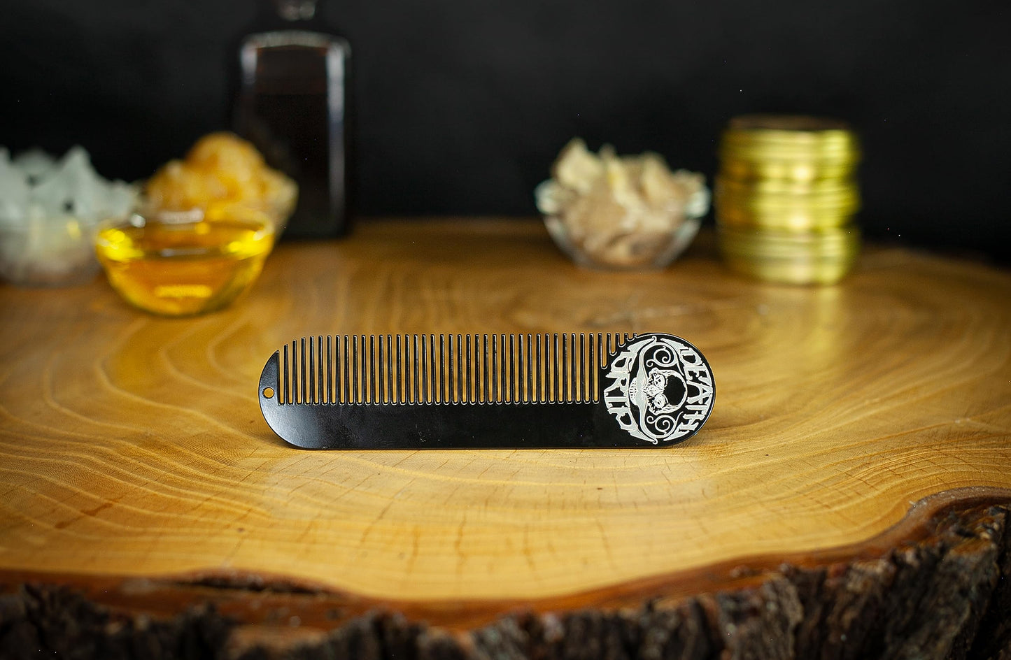 Hair Comb Death Grip 5" x 1.25" Keychain Comb | Fine Tooth Black Powder Coated Stainless Steel For Hair Styling & Beard & Moustache Grooming For Men