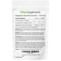 YourSupplements Magnesium Glycinate by Your Supplements | UK Made | True Unblended Bisglycinate | 120 High Absorption Capsules | Suitable for Vegetarians & Vegans